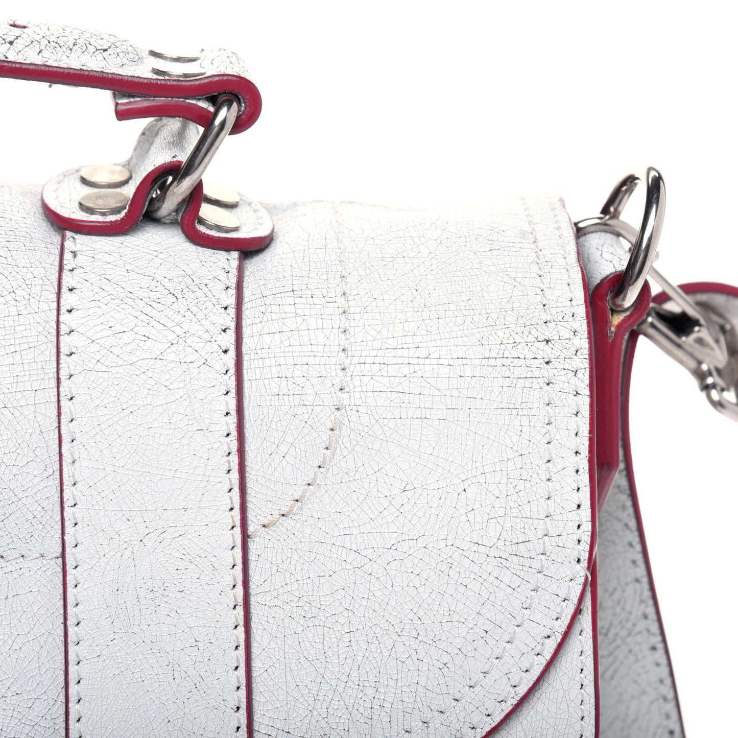Crackle Calfskin PS1 Medium Satchel White