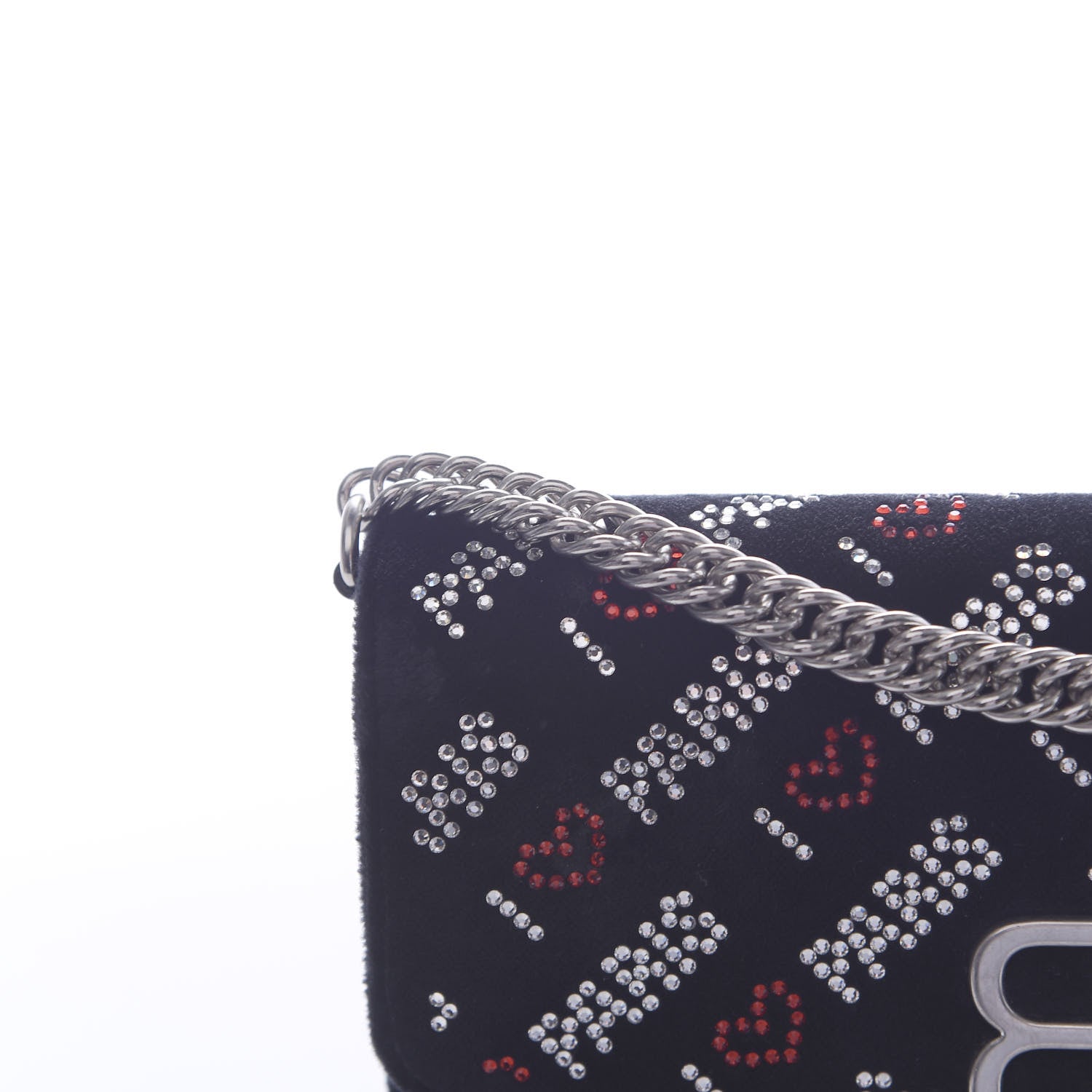 Balenciaga Velvet Crystal I Love Paris BB Wallet On Chain Black 15 of 16
