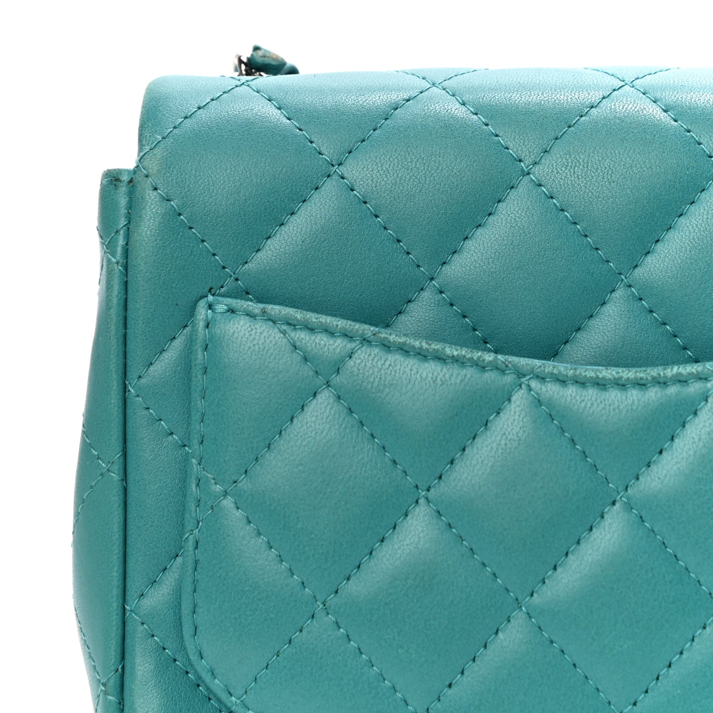 Lambskin Quilted Mini Square Flap Turquoise
