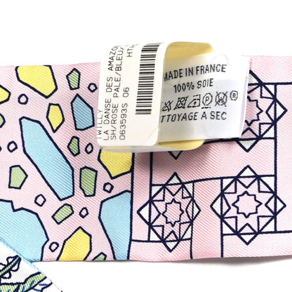Hermes Silk La Danse Des Amazones Twilly Rose Pale Bleu Jaune 4 of 4