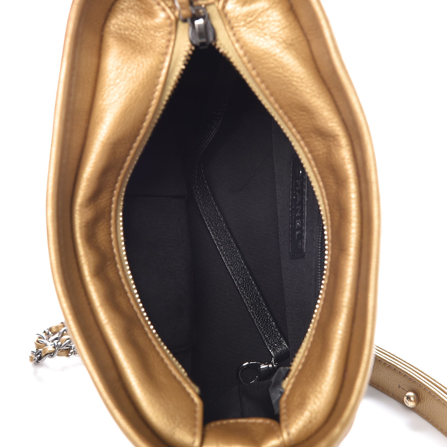 Chanel Metallic Goatskin Quilted Small Gabrielle Hobo Gold Black 7 of 10