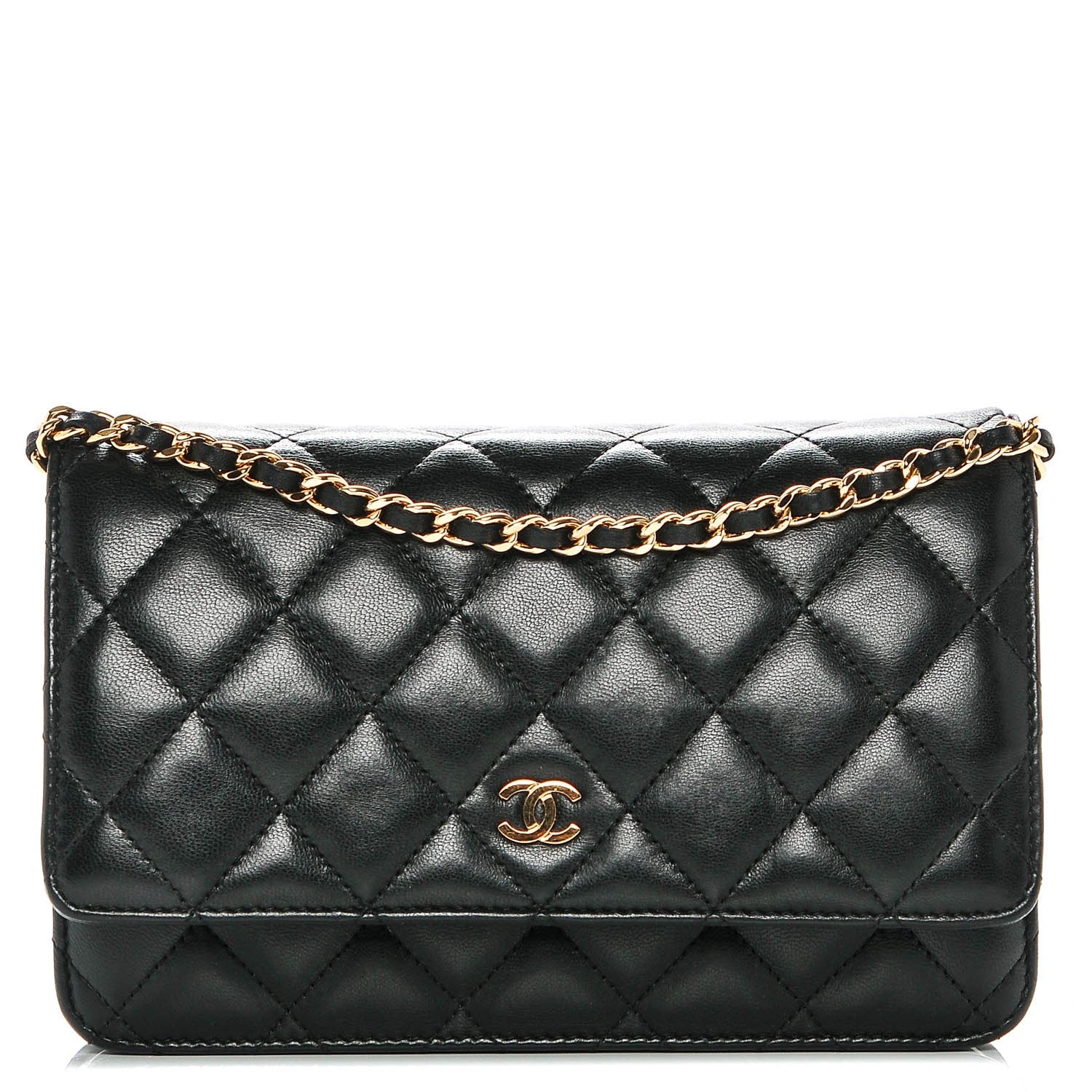 Chanel Lambskin Quilted Wallet On Chain WOC Black 1 of 8
