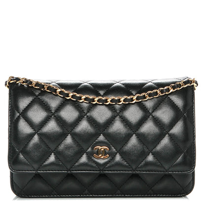 Chanel Lambskin Quilted Wallet On Chain WOC Black 1 of 8