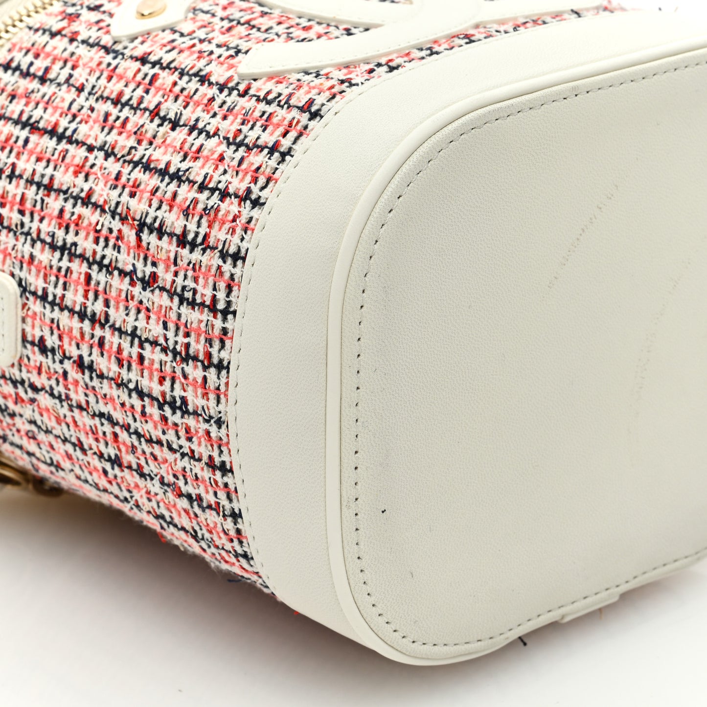 Tweed Lambskin Timeless Vanity Cosmetic Case White