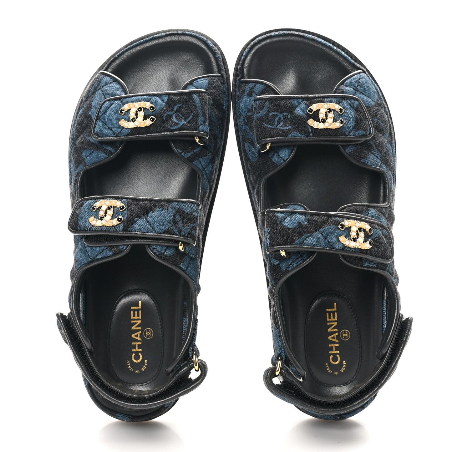 Denim Velcro Dad Sandals 36.5 Dark Grey Blue Black