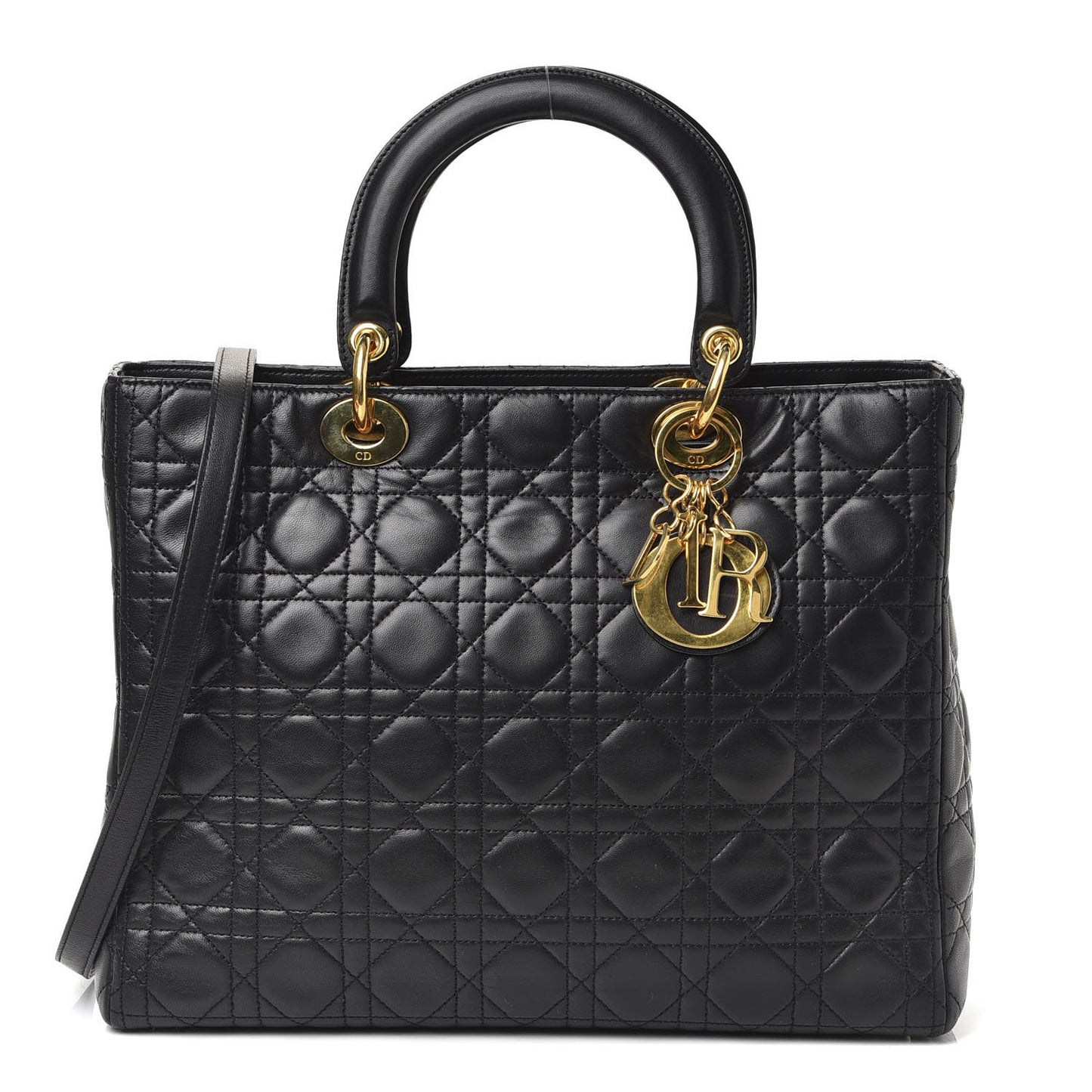 Lambskin Cannage Large Lady Dior Black