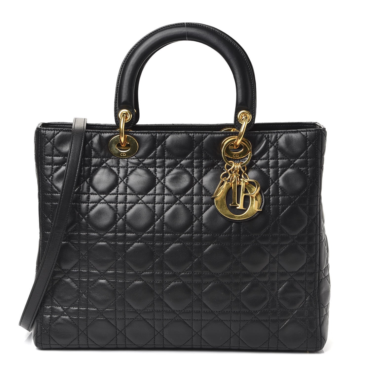 Christian Dior Lambskin Cannage Large Lady Dior Black 1 of 9