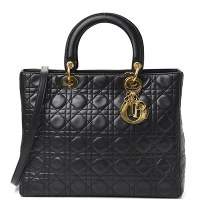 Christian Dior Lambskin Cannage Large Lady Dior Black 1 of 9