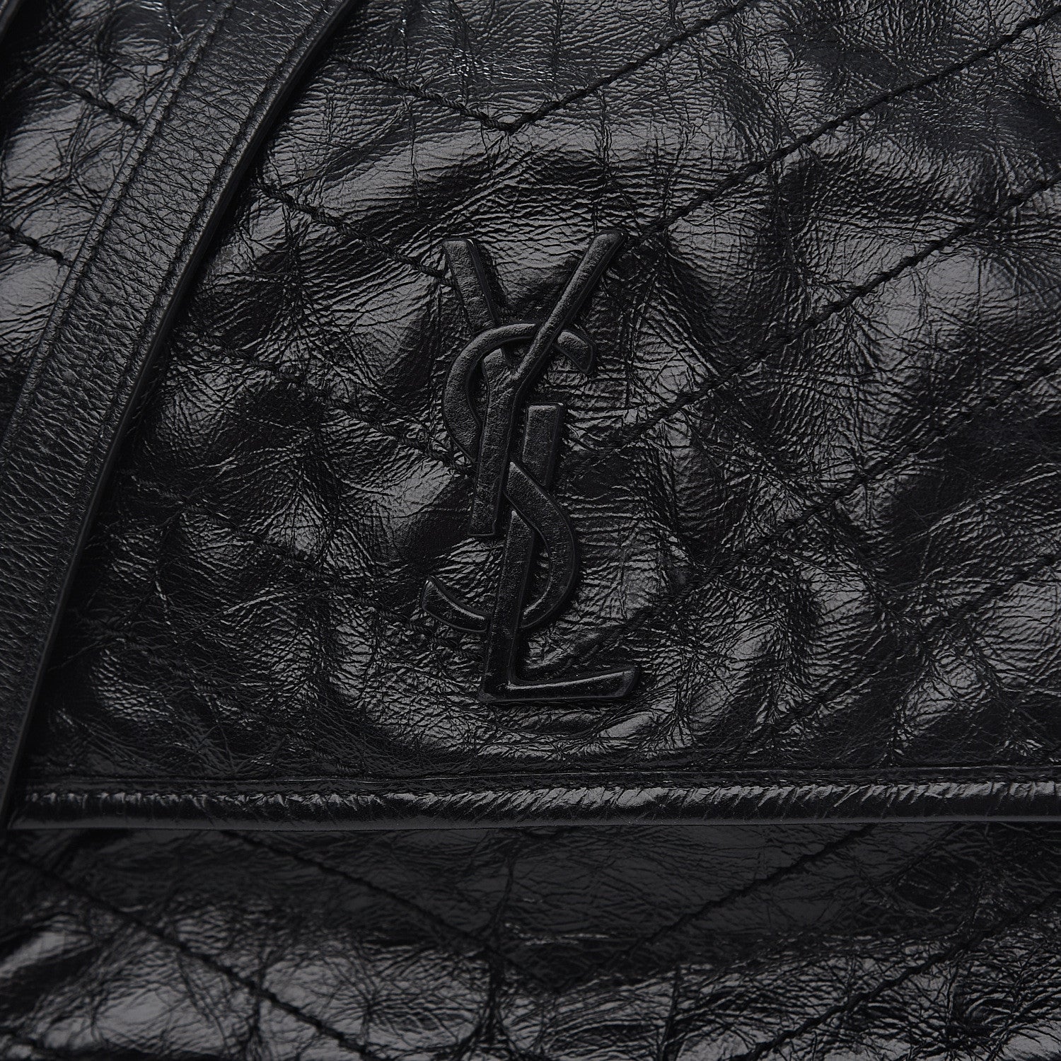 Saint Laurent Crinkled Calfskin Matelasse Monogram Medium Niki Chain Satchel Black 9 of 9