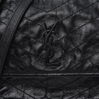 Saint Laurent Crinkled Calfskin Matelasse Monogram Medium Niki Chain Satchel Black 9 of 9