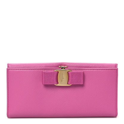 Salvatore Ferragamo Printed Calfskin Vara Bow Continental Wallet Fuchsia 1 of 6