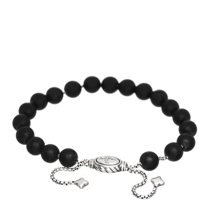 David Yurman Sterling Silver Black Onyx 8mm Spiritual Beads Adjustable Bracelet 3 of 4