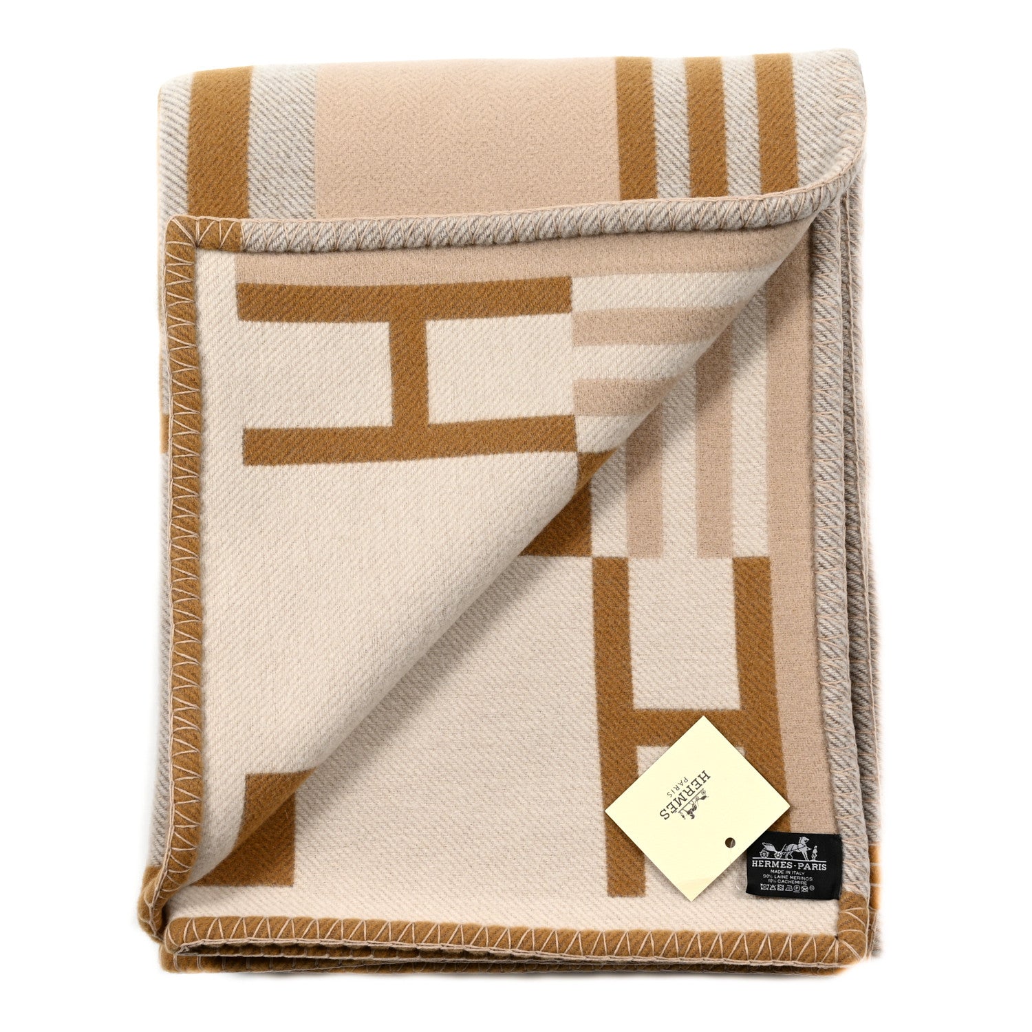 Hermes Wool Cashmere Ithaque Blanket Camel Beige 2 of 3