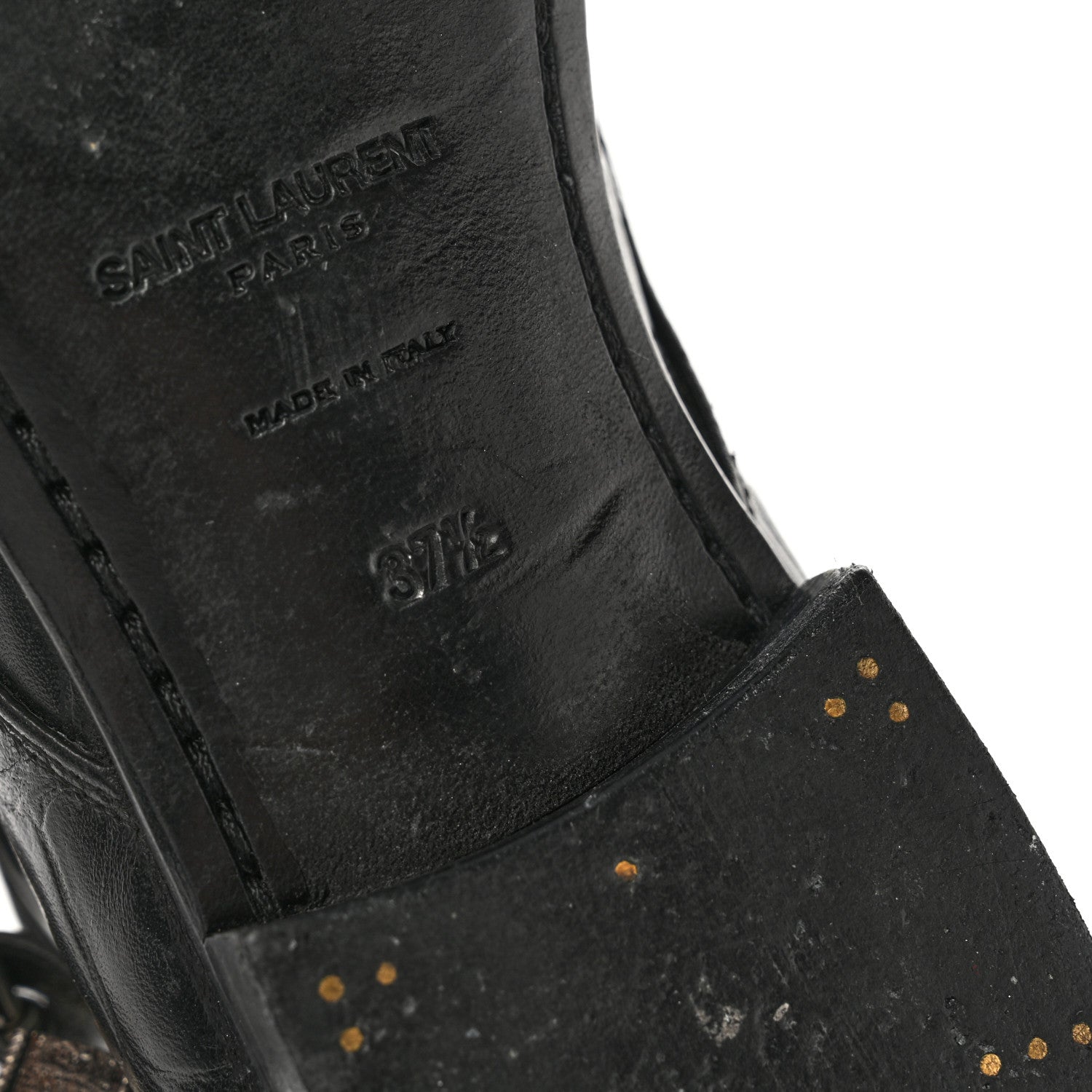 Saint Laurent Calfskin Crocodile Embossed Womens Dixon Buckle Ankle Boots 37.5 Black 12 of 15