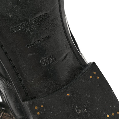 Saint Laurent Calfskin Crocodile Embossed Womens Dixon Buckle Ankle Boots 37.5 Black 12 of 15