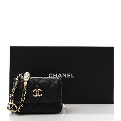 Chanel Lambskin Quilted Pearl Chain Belt Bag Black 11 of 11