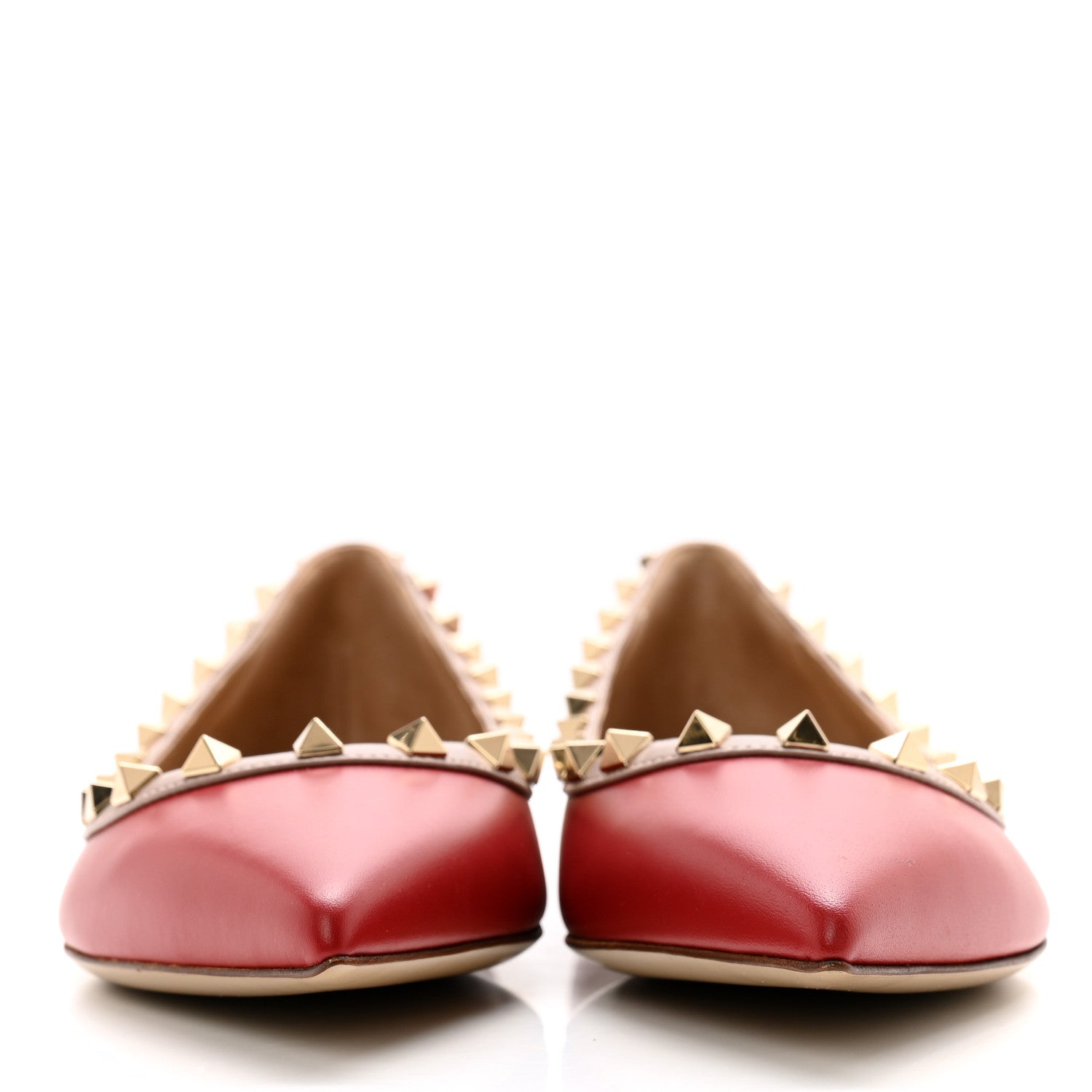 Valentino Garavani Calfskin Nappa Rockstud Ballerina Flats 38.5 Rosso Valentino Poudre 2 of 12