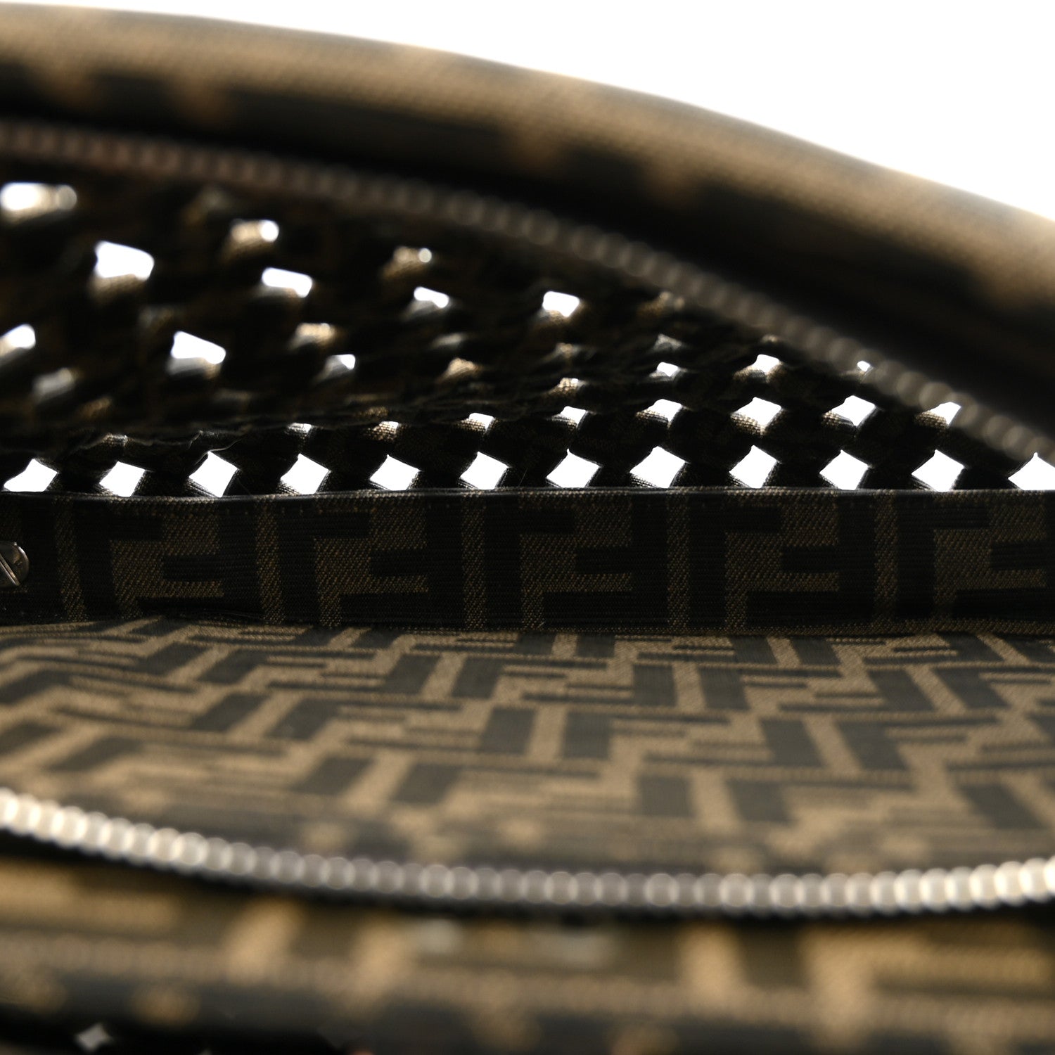 Fendi Fabric Jacquard FF 1974 Woven Knotted Mini Peekaboo I SEE U Satchel Tobacco Moro 6 of 11