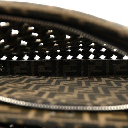 Fendi Fabric Jacquard FF 1974 Woven Knotted Mini Peekaboo I SEE U Satchel Tobacco Moro 6 of 11