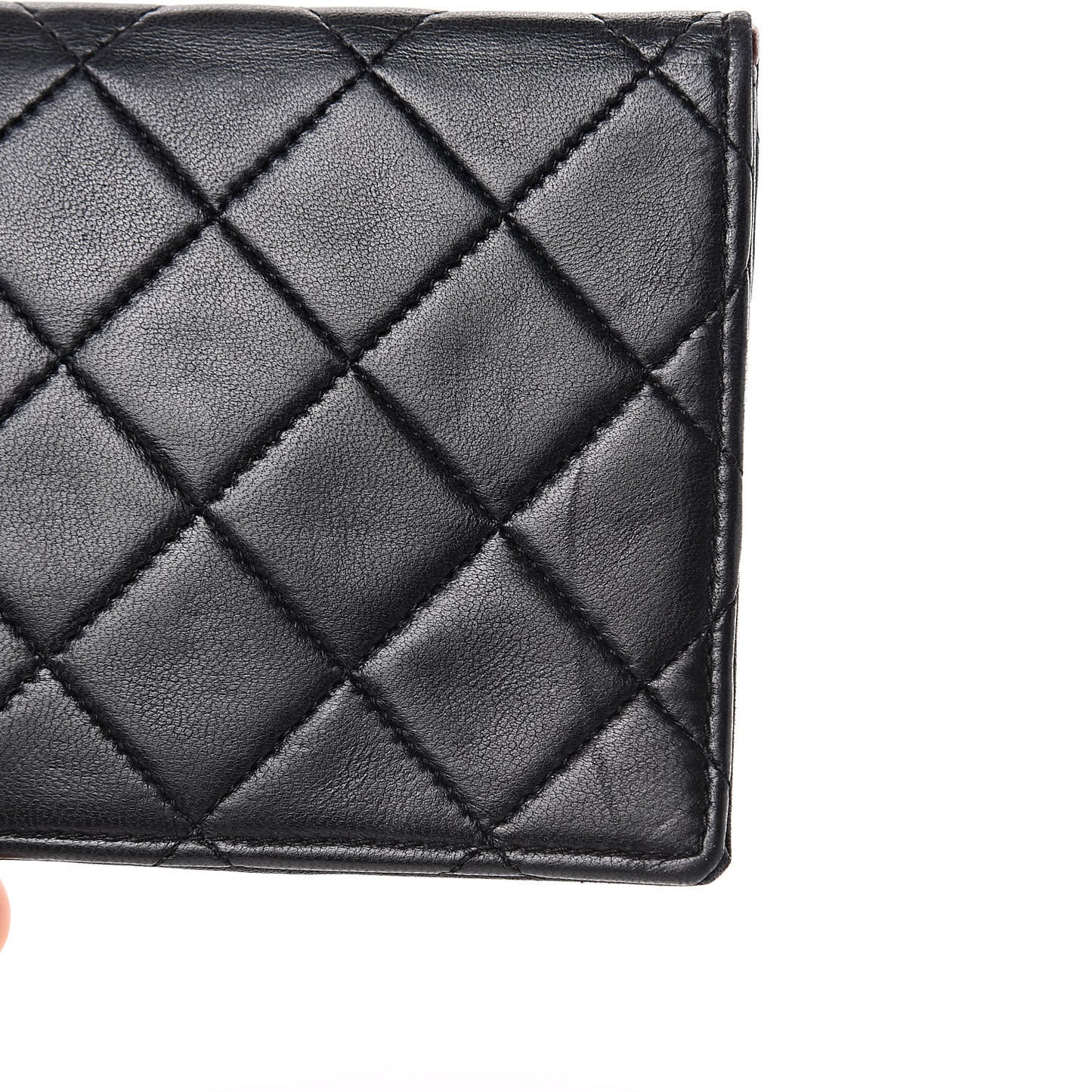 Lambskin Quilted Long Wallet Black