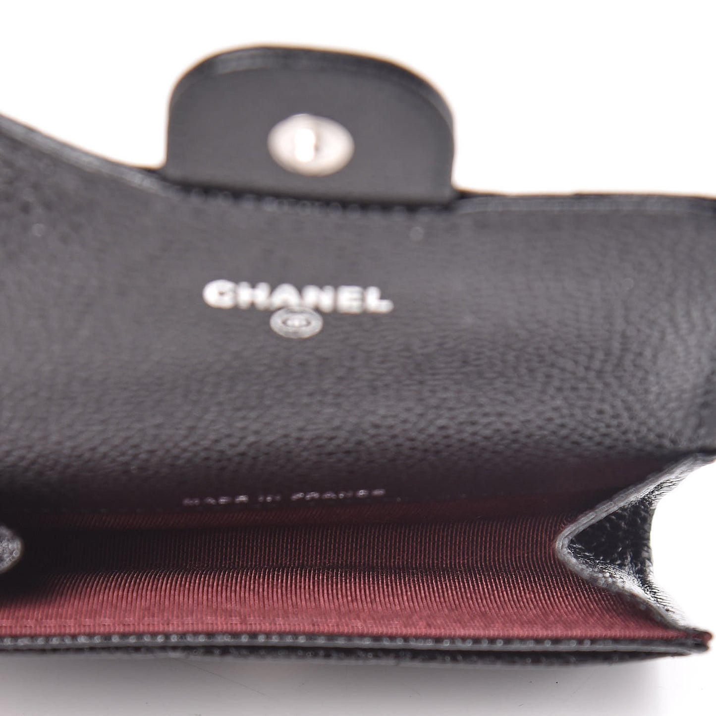 Caviar Quilted Flap Card Holder Wallet Black