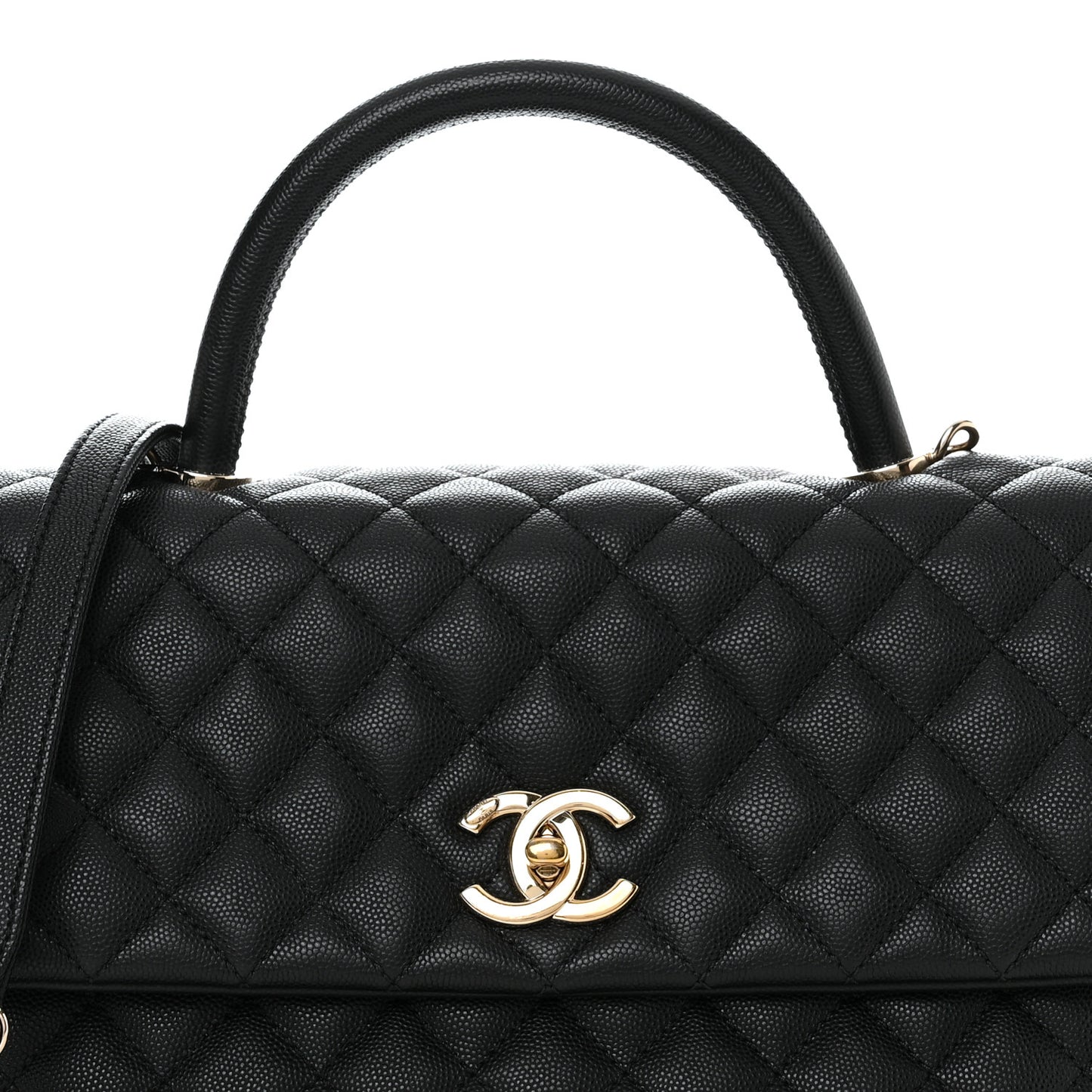 Caviar Quilted Medium Coco Handle Flap Black