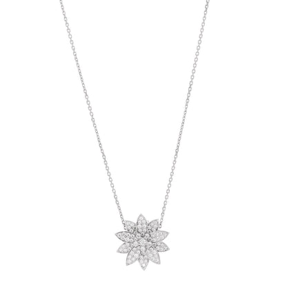 Van Cleef & Arpels 18K White Gold Diamond Medium Lotus Pendant Necklace 1 of 8