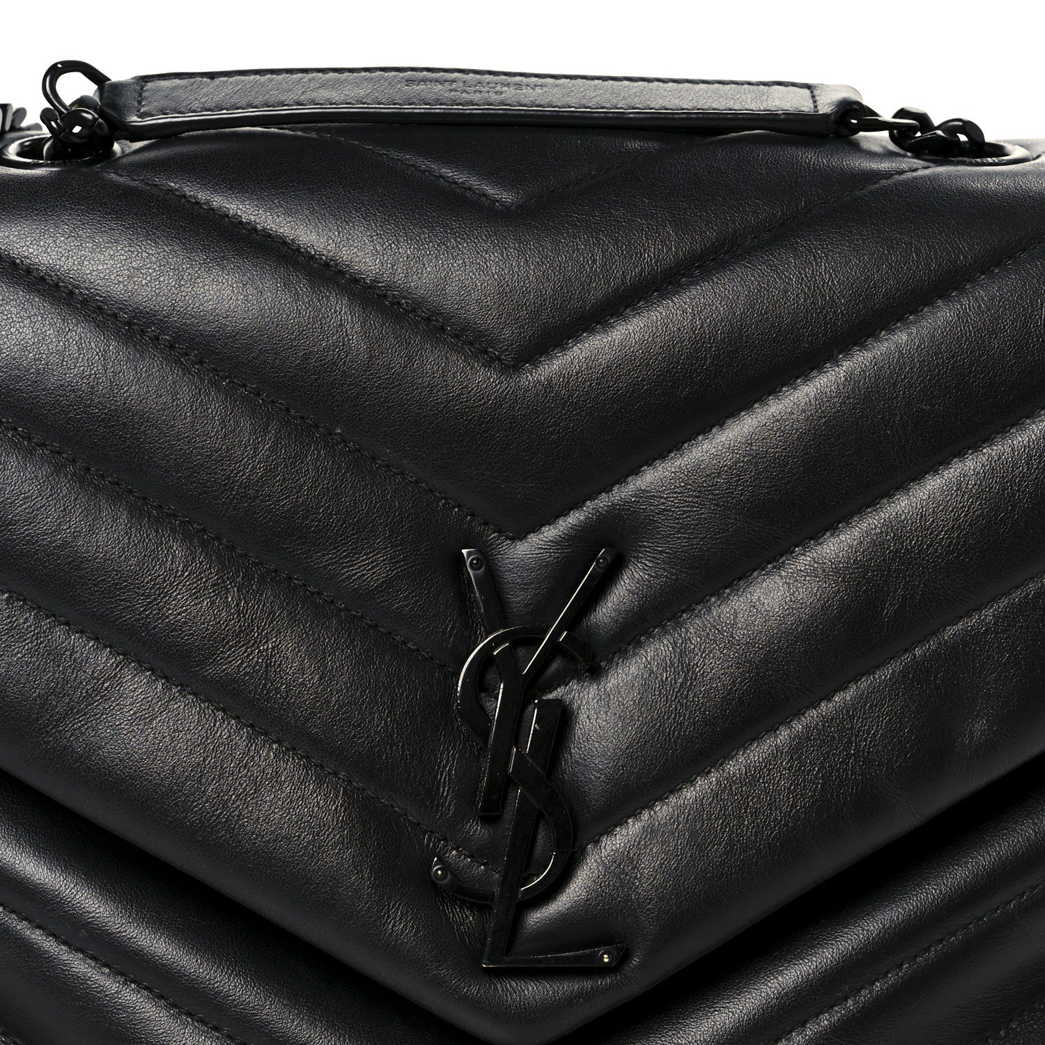 Saint Laurent Calfskin Y Quilted Monogram Monochrome Medium Loulou Chain Satchel Black 9 of 11