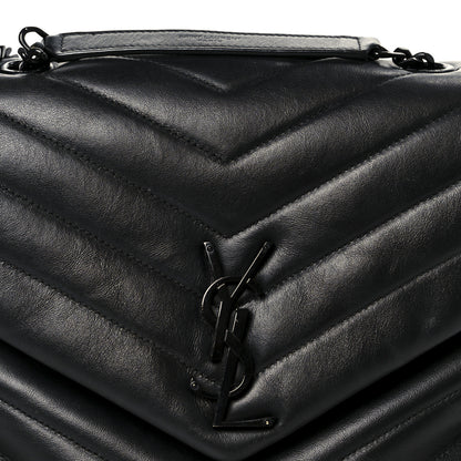 Saint Laurent Calfskin Y Quilted Monogram Monochrome Medium Loulou Chain Satchel Black 9 of 11