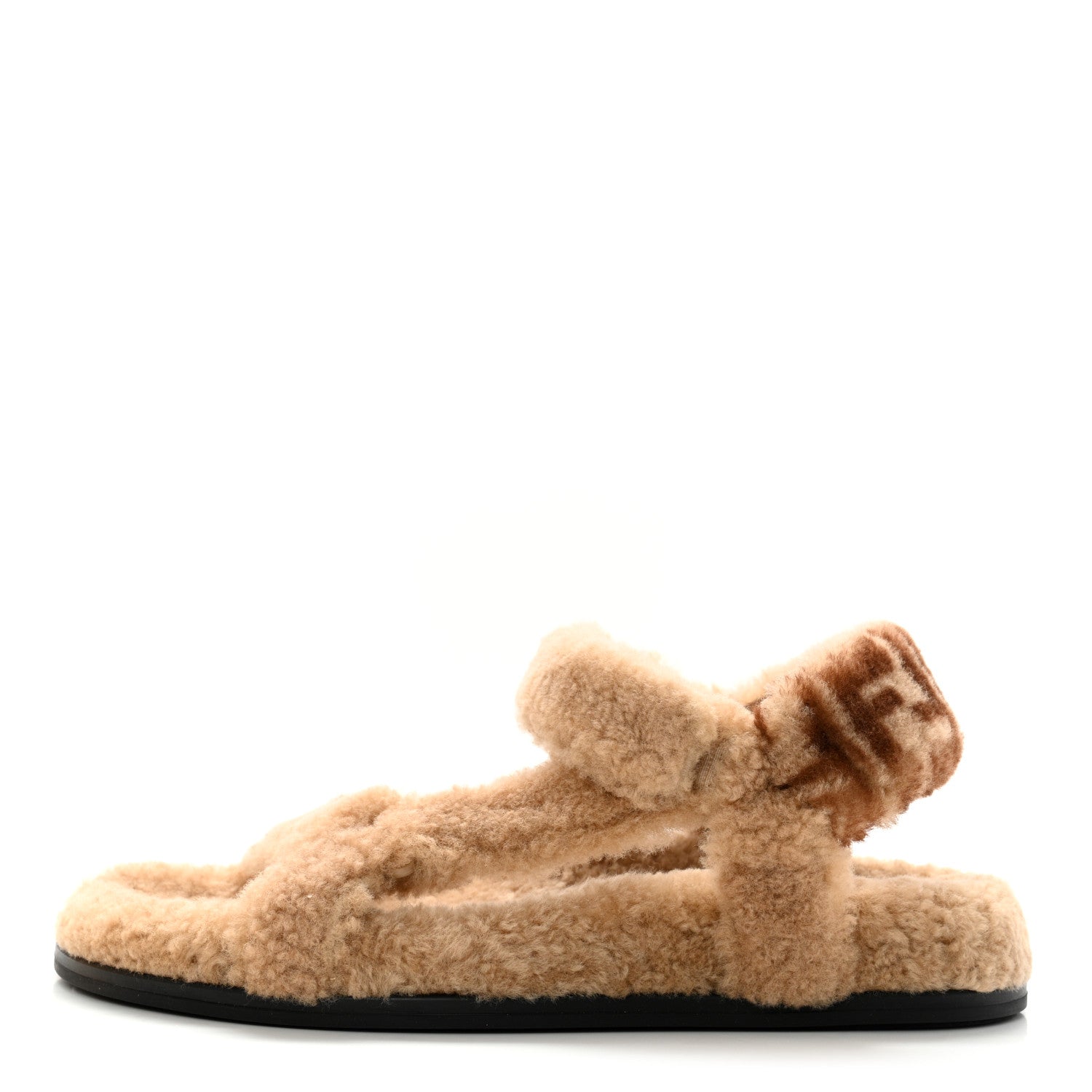 Fendi Shearling FF Fendi Feel Sandals 39 California Cacao 1 of 8