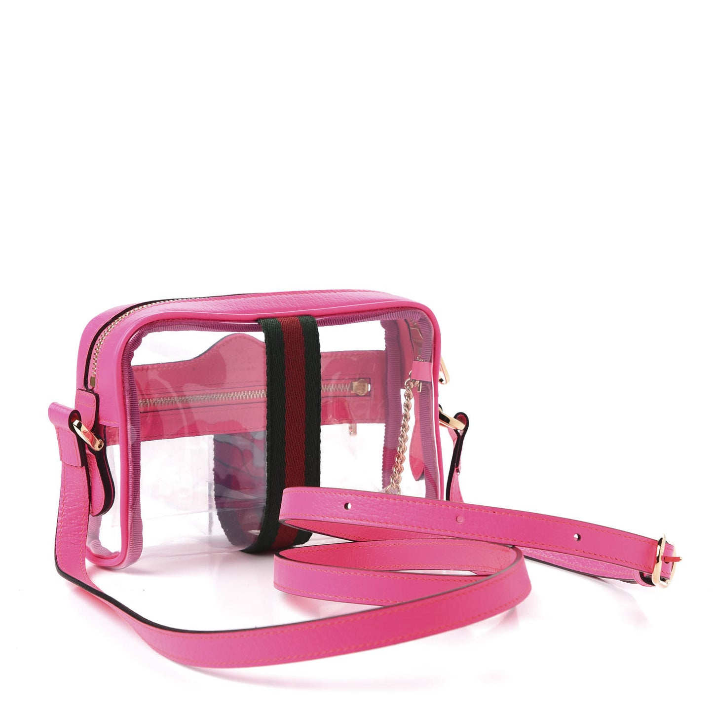 Vinyl Web Mini Ophidia Transparent Shoulder Bag Fluorescent Fuchsia