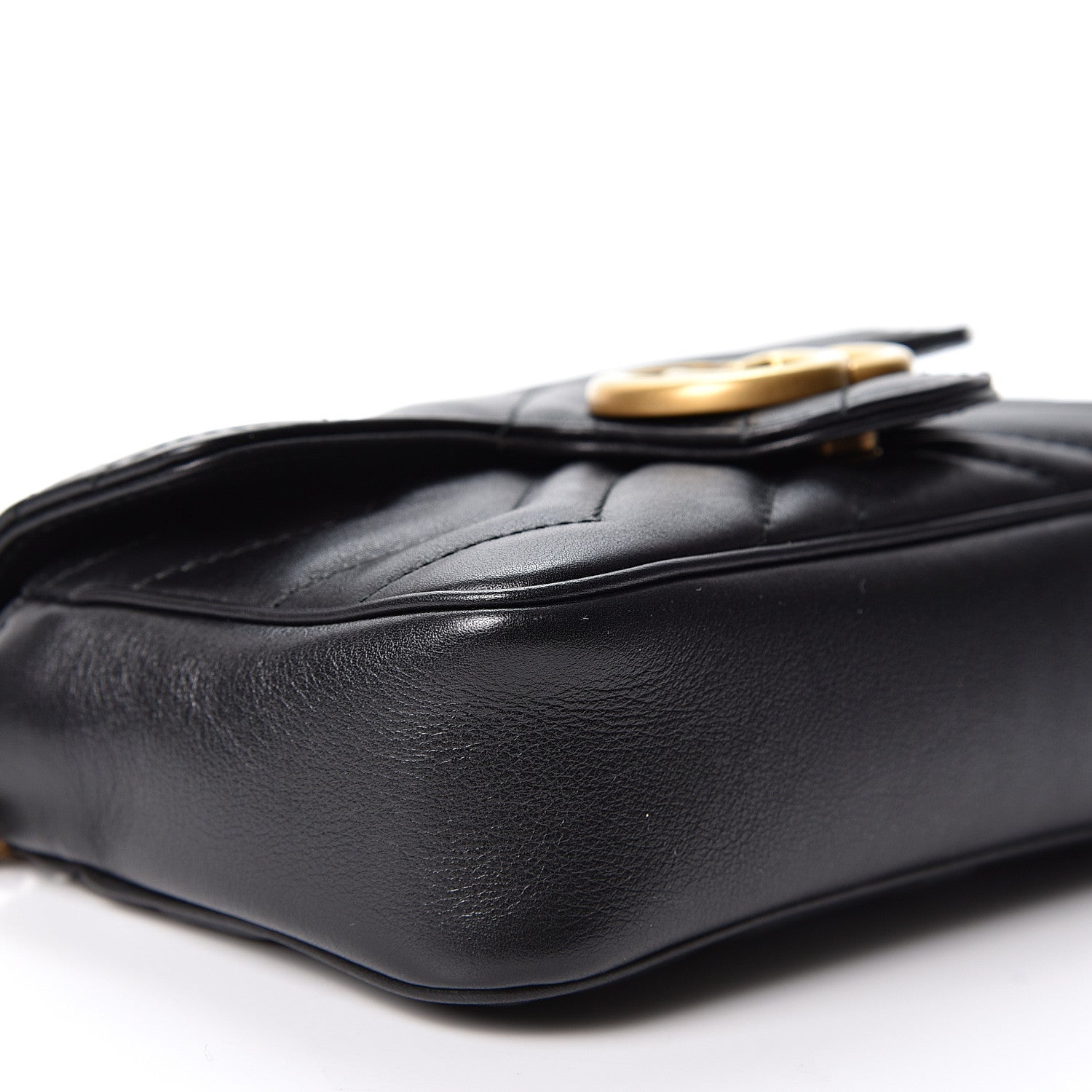 Gucci Calfskin Matelasse Super Mini GG Marmont Shoulder Bag Black 4 of 9