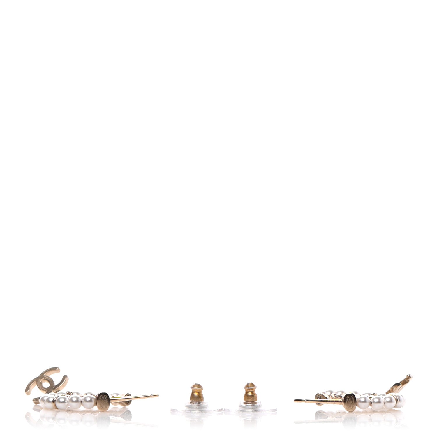Chanel Pearl Charms CC Hoop Earrings Gold 4 of 5