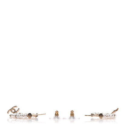 Chanel Pearl Charms CC Hoop Earrings Gold 4 of 5
