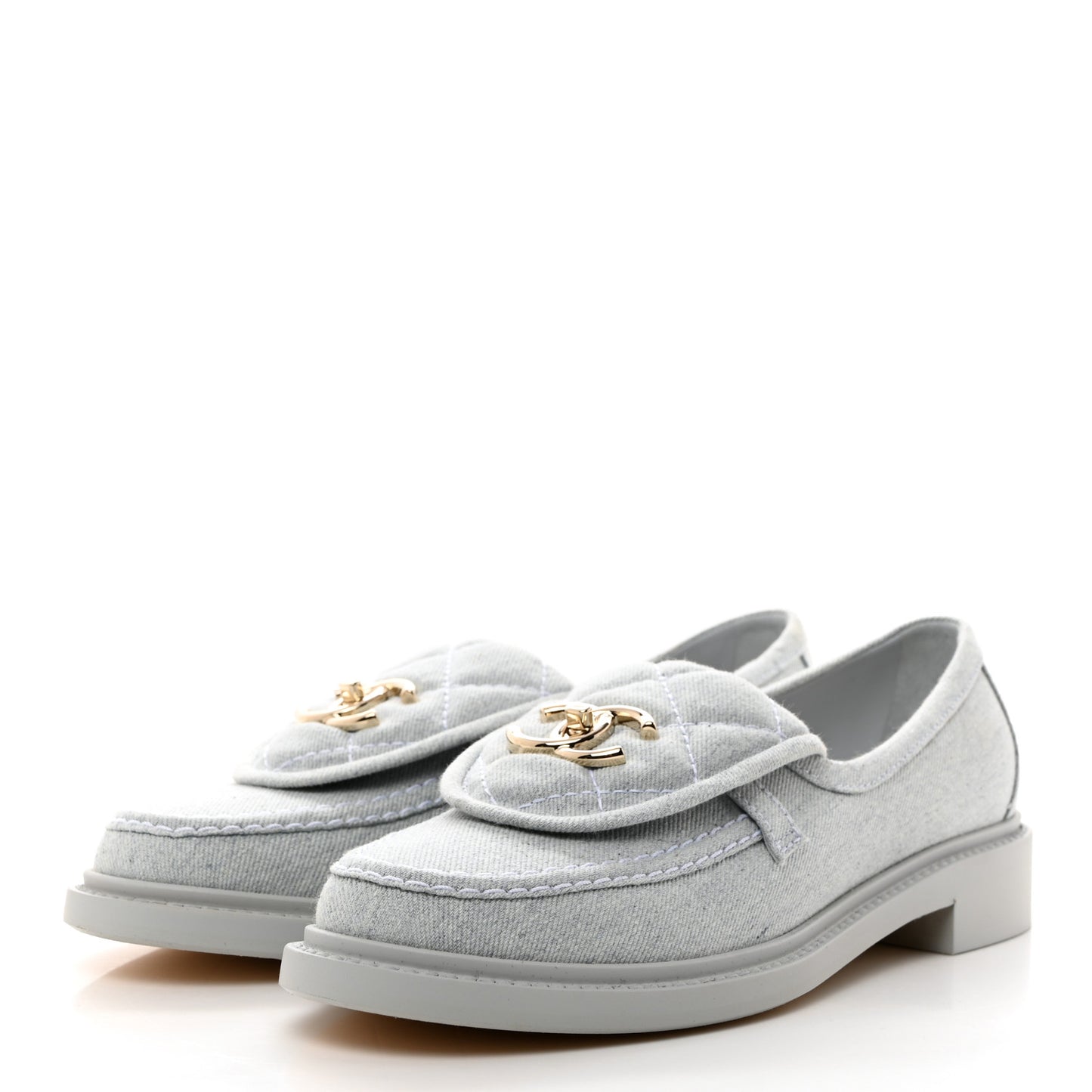 Denim CC Turnlock Loafers 37 Blue