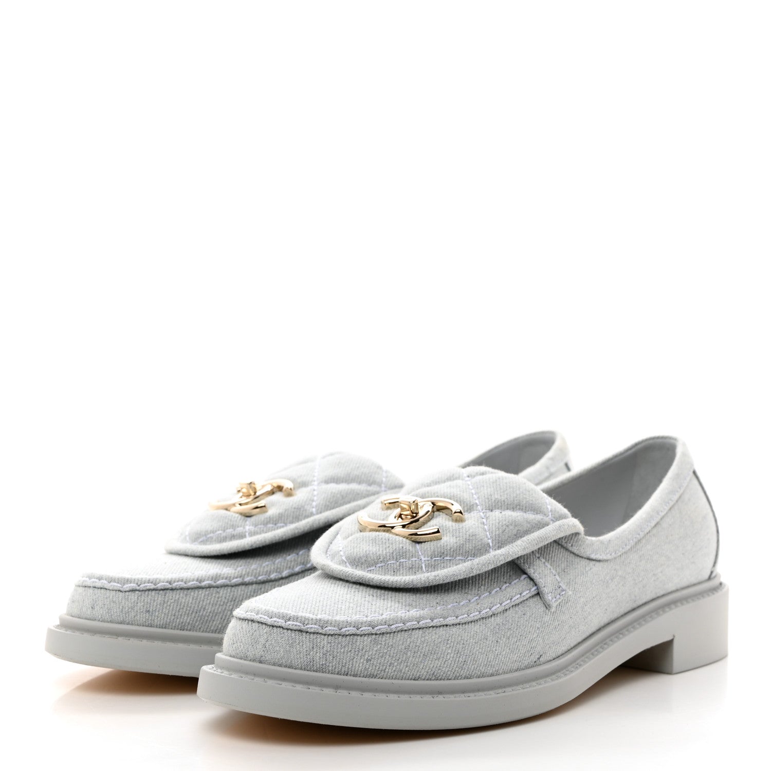 Chanel Denim CC Turnlock Loafers 37 Blue 3 of 9