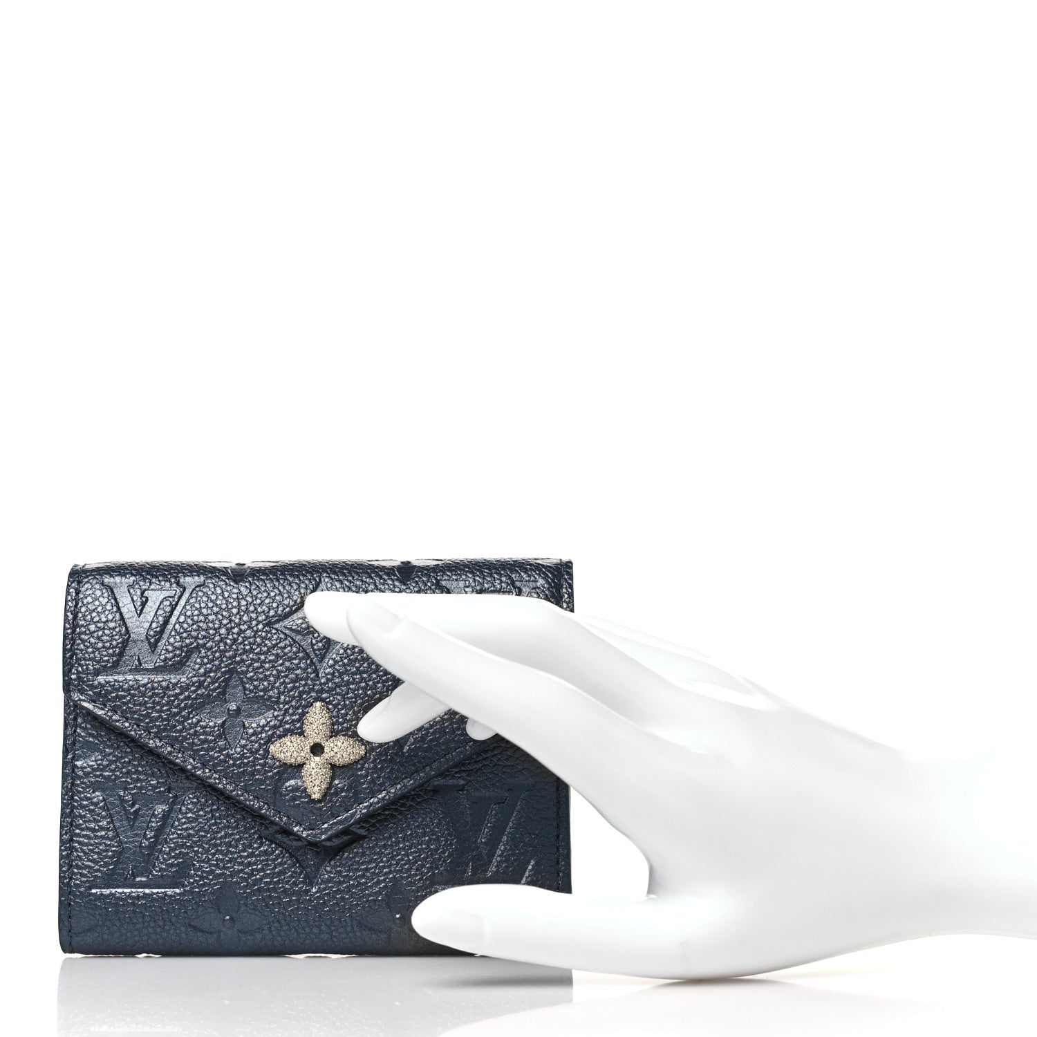 Louis Vuitton Empreinte Monogram Flower Victorine Wallet Navy Blue 2 of 7