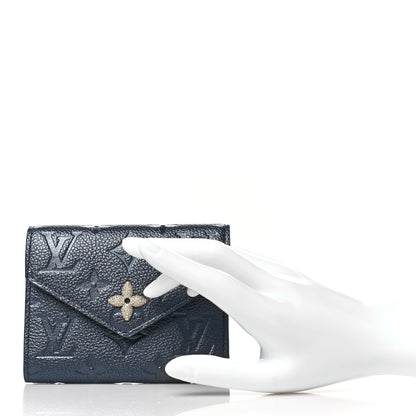 Louis Vuitton Empreinte Monogram Flower Victorine Wallet Navy Blue 2 of 7