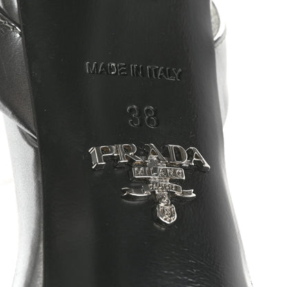Prada Metallic Calfskin Metal Triangle Logo Ankle Strap 40/115mm Platform Sandals 38 Silver 8 of 11