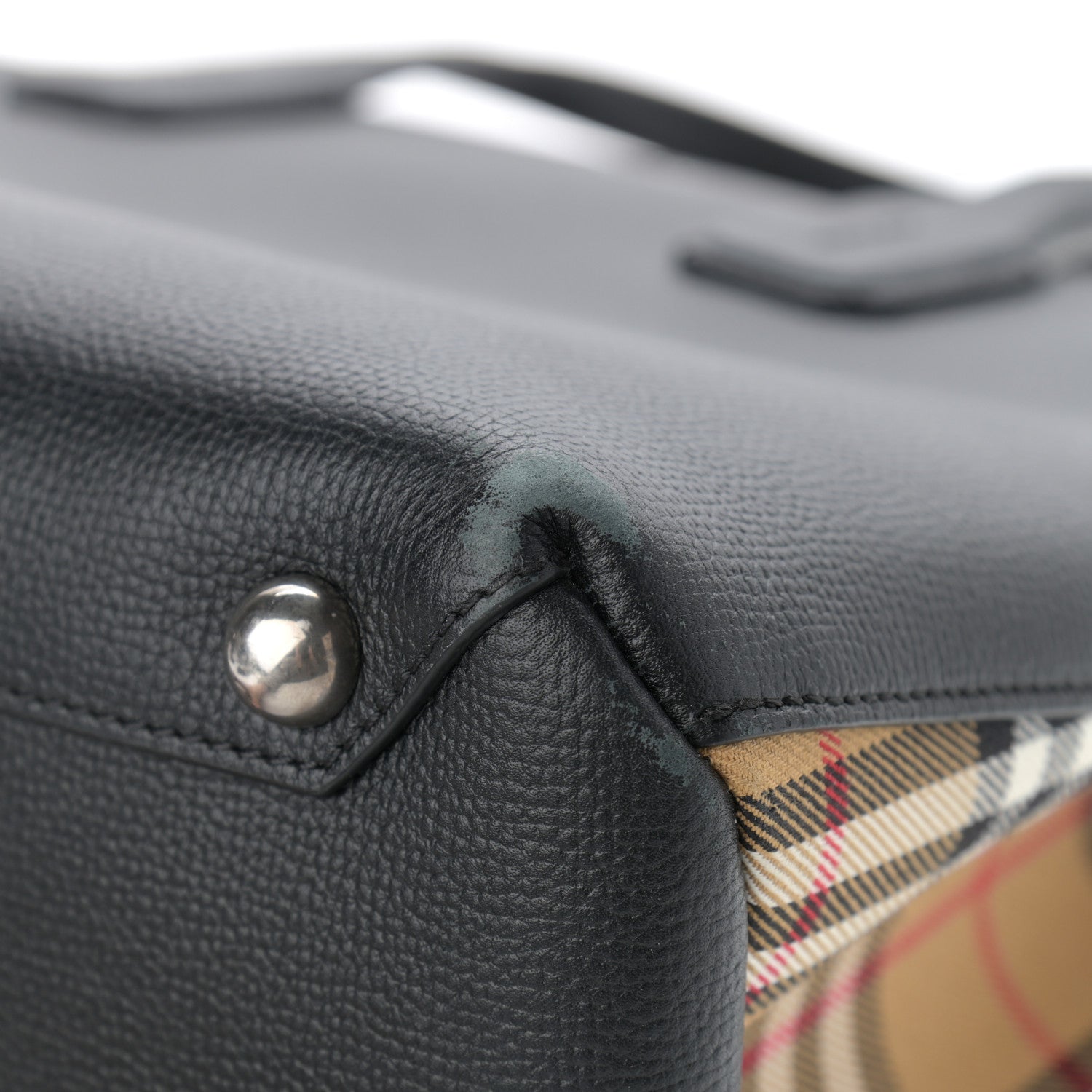 Burberry Derby Calfskin Vintage Check Medium Banner Tote Black 11 of 15