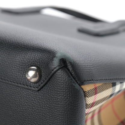 Burberry Derby Calfskin Vintage Check Medium Banner Tote Black 11 of 15