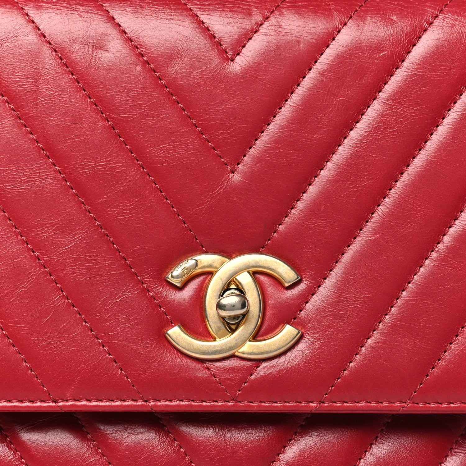 Chanel Calfskin Chevron Quilted Small Coco Handle Flap Red 8 of 10
