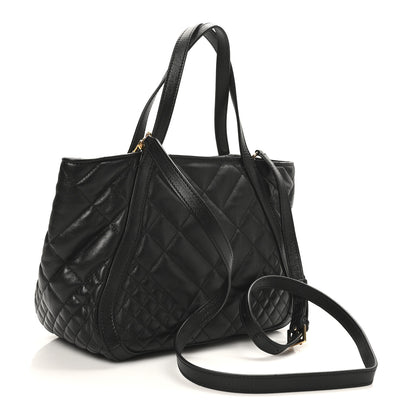 Versace Calfskin Quilted Greca Versace Small Goddess Tote Bag Black 3 of 10