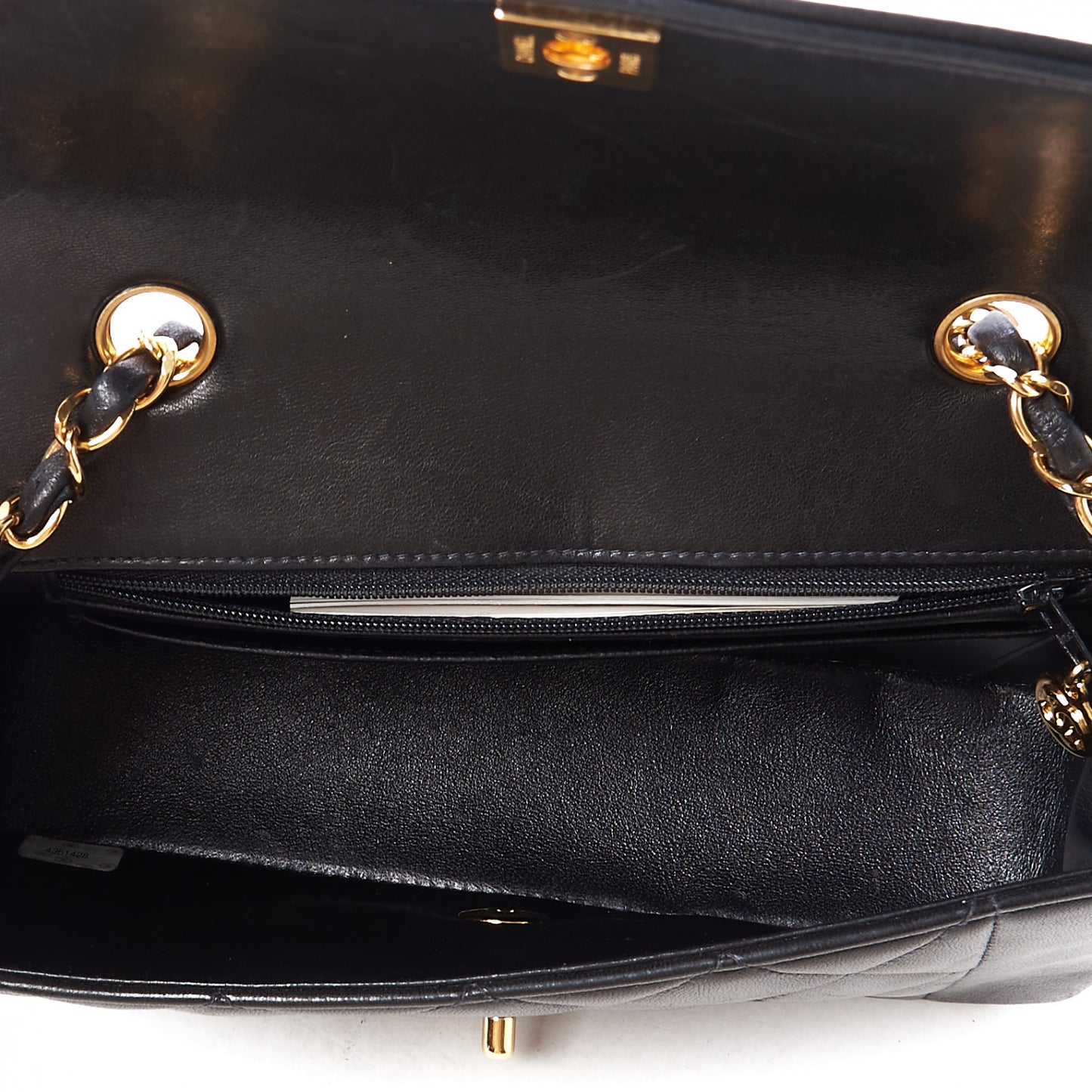 Lambskin Quilted Small Single Flap Black