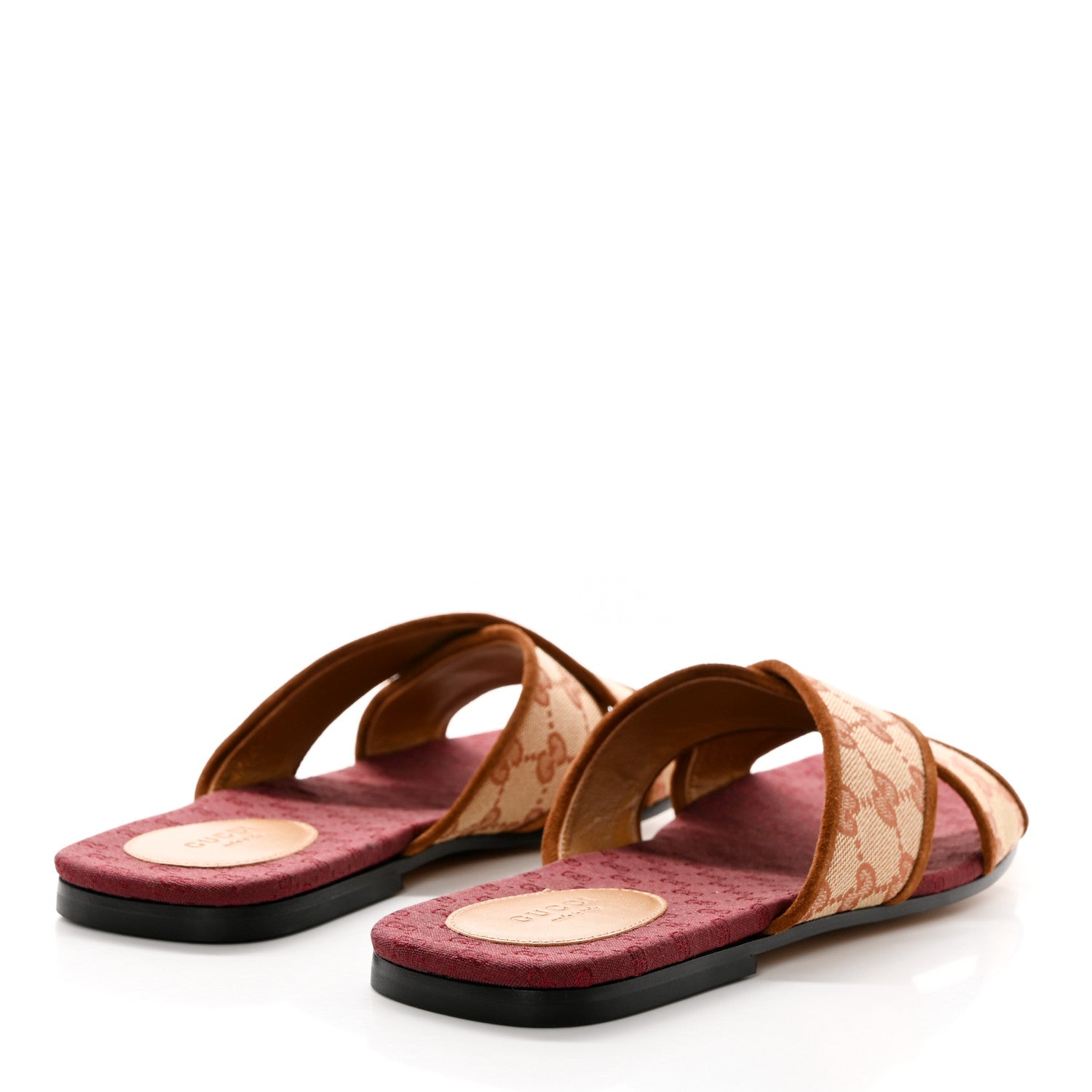 Gucci GG Monogram Suede Womens Criss Cross Slide Sandals 41 Beige Ruggine Cuir 4 of 9