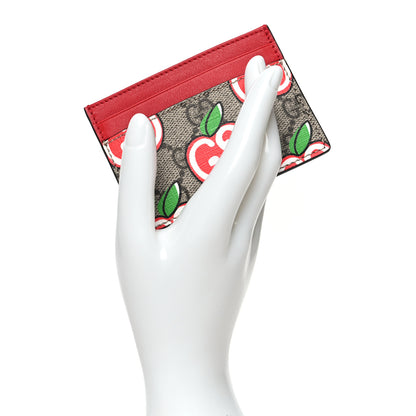Gucci GG Supreme Monogram Apple Card Holder Beige Multicolor Lobster Red 2 of 8