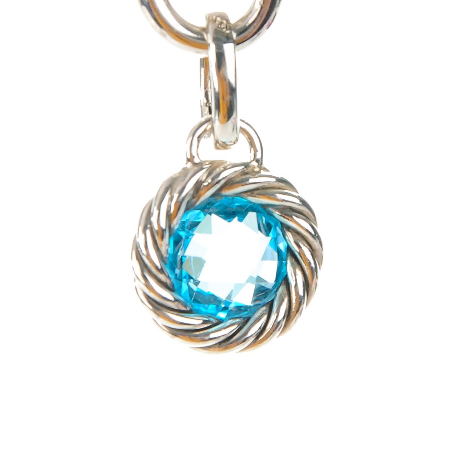 David Yurman Sterling Silver Black Onyx Blue Topaz 12mm Large Oval Link Heart Charm Bracelet 4 of 7