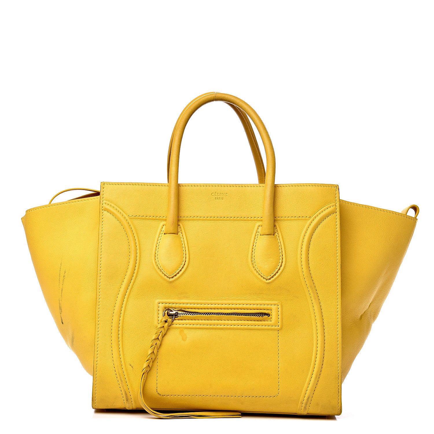 Celine Supple Calfskin Medium Phantom Luggage Yellow 1 of 24
