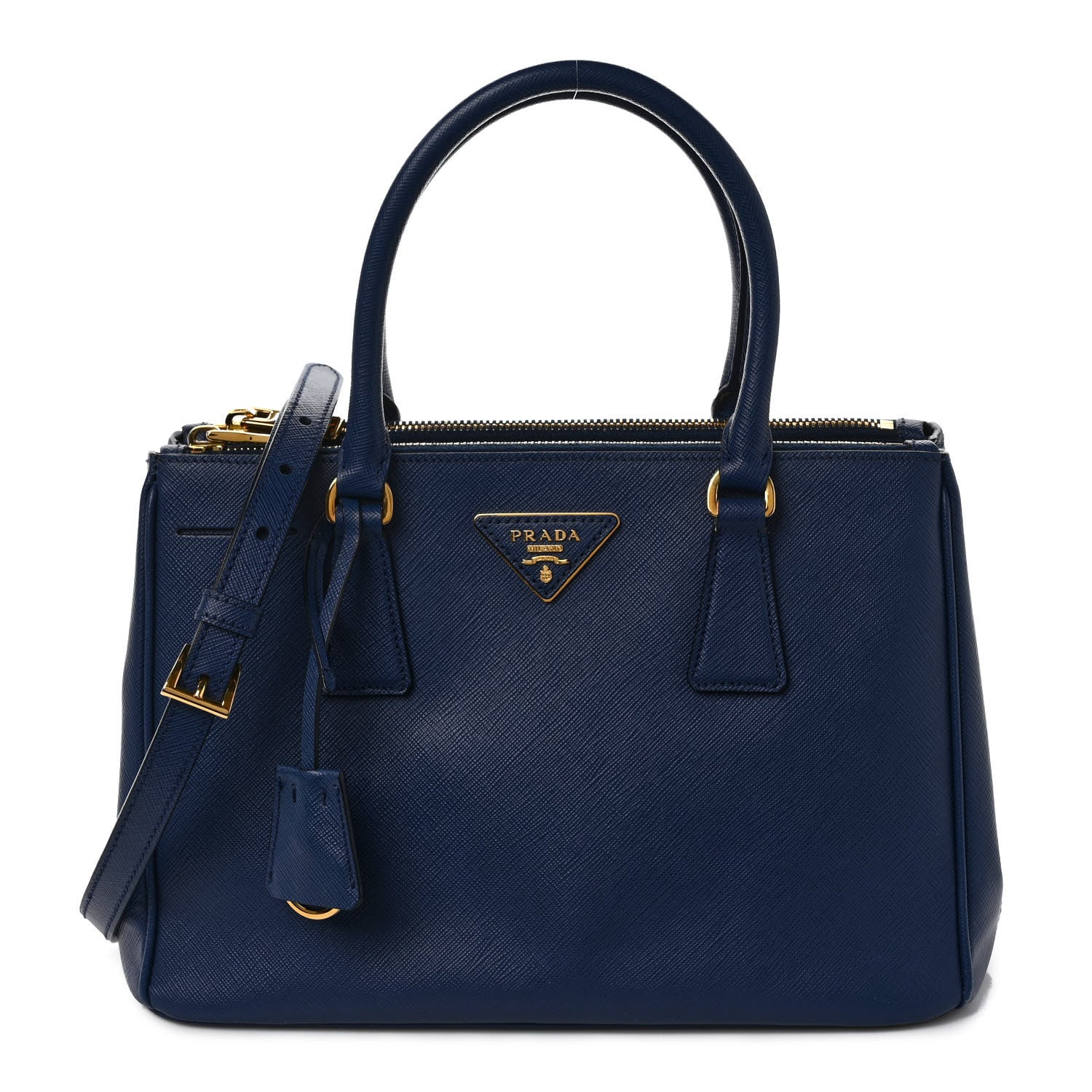 Prada Saffiano Small Galleria Double Zip Tote Bluette 1 of 10