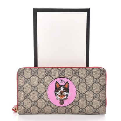 Gucci GG Supreme Monogram Bosco Patch Zip Around Wallet Beige Malva Hibiscus Red 7 of 7
